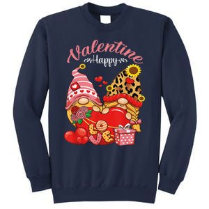 Cute Happy Valentines Day Gnomes With Leopard Sunflower Valentine Day Sweatshirt