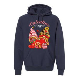 Cute Happy Valentines Day Gnomes With Leopard Sunflower Valentine Day Premium Hoodie