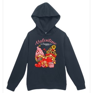 Cute Happy Valentines Day Gnomes With Leopard Sunflower Valentine Day Urban Pullover Hoodie