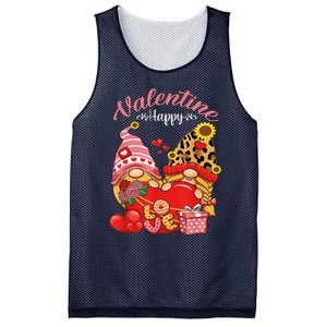 Cute Happy Valentines Day Gnomes With Leopard Sunflower Valentine Day Mesh Reversible Basketball Jersey Tank