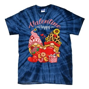 Cute Happy Valentines Day Gnomes With Leopard Sunflower Valentine Day Tie-Dye T-Shirt