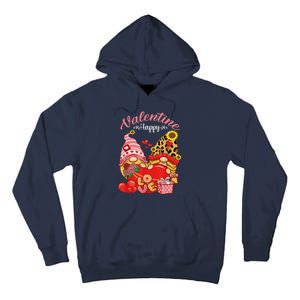 Cute Happy Valentines Day Gnomes With Leopard Sunflower Valentine Day Tall Hoodie