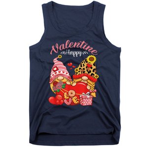 Cute Happy Valentines Day Gnomes With Leopard Sunflower Valentine Day Tank Top