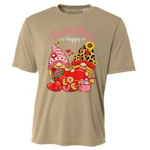 Cute Happy Valentines Day Gnomes With Leopard Sunflower Valentine Day Cooling Performance Crew T-Shirt