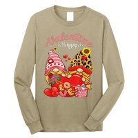 Cute Happy Valentines Day Gnomes With Leopard Sunflower Valentine Day Long Sleeve Shirt