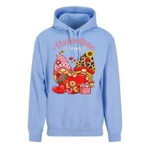 Cute Happy Valentines Day Gnomes With Leopard Sunflower Valentine Day Unisex Surf Hoodie