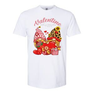 Cute Happy Valentines Day Gnomes With Leopard Sunflower Valentine Day Softstyle CVC T-Shirt