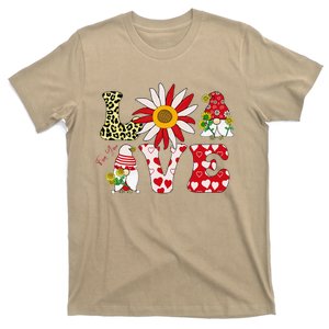 Cute Happy Valentines Day Gnomes With Leopard Sunflower Valentine Love Cute T-Shirt