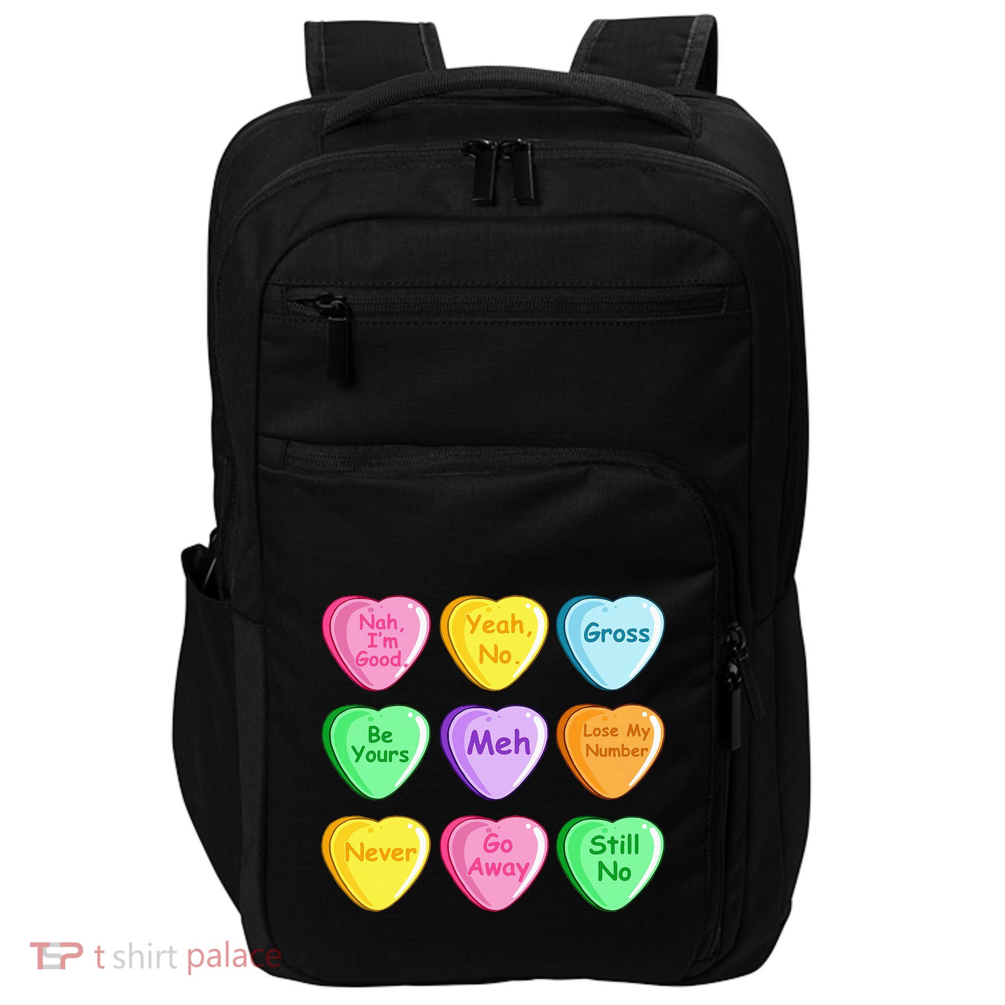 Candy Heart Valentines Day Funny Sarcastic Love Joke Impact Tech Backpack
