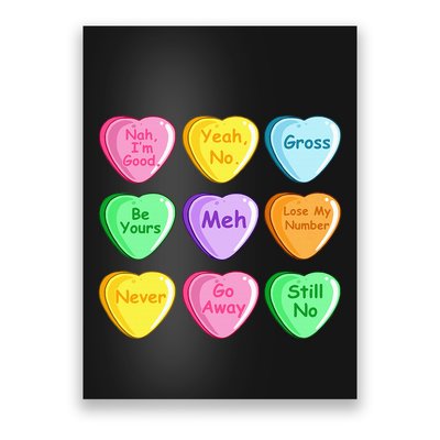 Candy Heart Valentines Day Funny Sarcastic Love Joke Poster