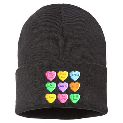 Candy Heart Valentines Day Funny Sarcastic Love Joke Sustainable Knit Beanie