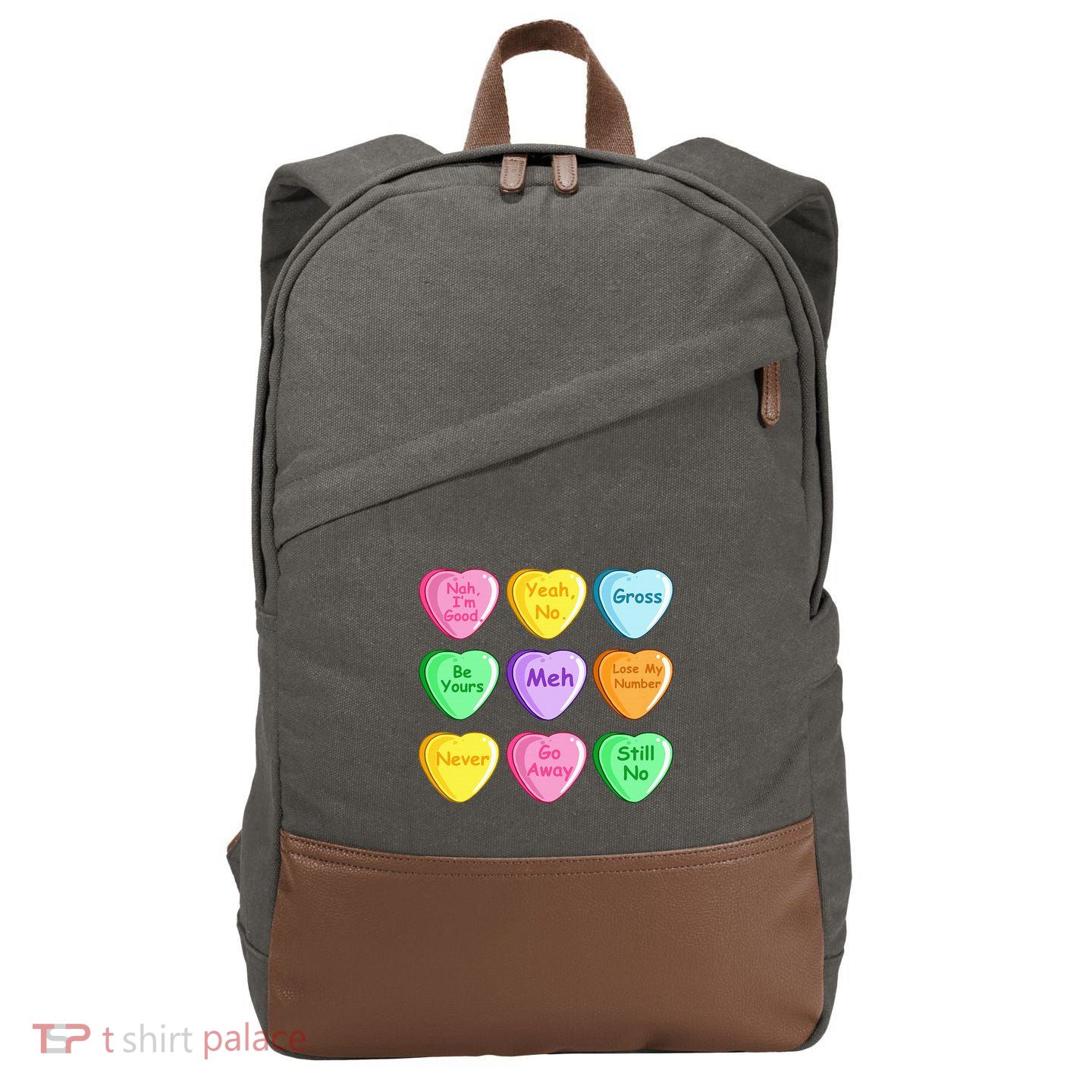 Candy Heart Valentines Day Funny Sarcastic Love Joke Cotton Canvas Backpack