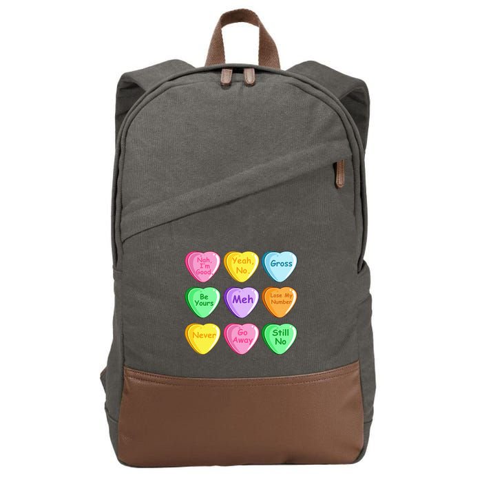 Candy Heart Valentines Day Funny Sarcastic Love Joke Cotton Canvas Backpack