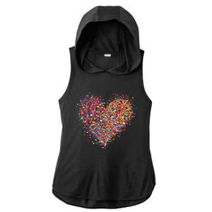 Confetti Heart Valentines Day Ladies PosiCharge Tri-Blend Wicking Draft Hoodie Tank