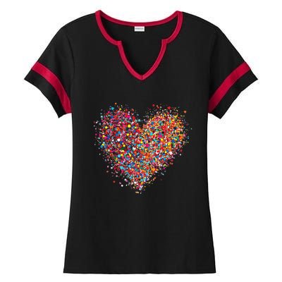 Confetti Heart Valentines Day Ladies Halftime Notch Neck Tee