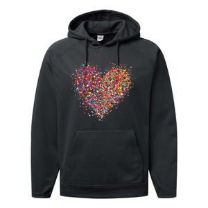 Confetti Heart Valentines Day Performance Fleece Hoodie