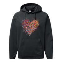 Confetti Heart Valentines Day Performance Fleece Hoodie