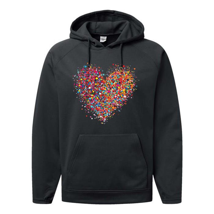 Confetti Heart Valentines Day Performance Fleece Hoodie