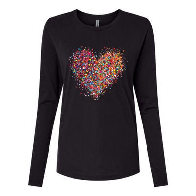 Confetti Heart Valentines Day Womens Cotton Relaxed Long Sleeve T-Shirt