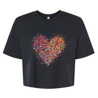 Confetti Heart Valentines Day Bella+Canvas Jersey Crop Tee