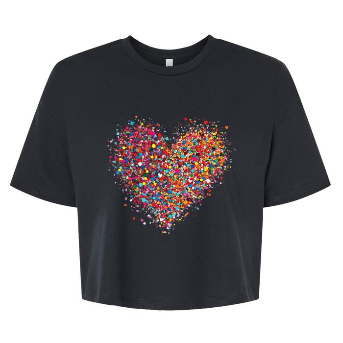 Confetti Heart Valentines Day Bella+Canvas Jersey Crop Tee