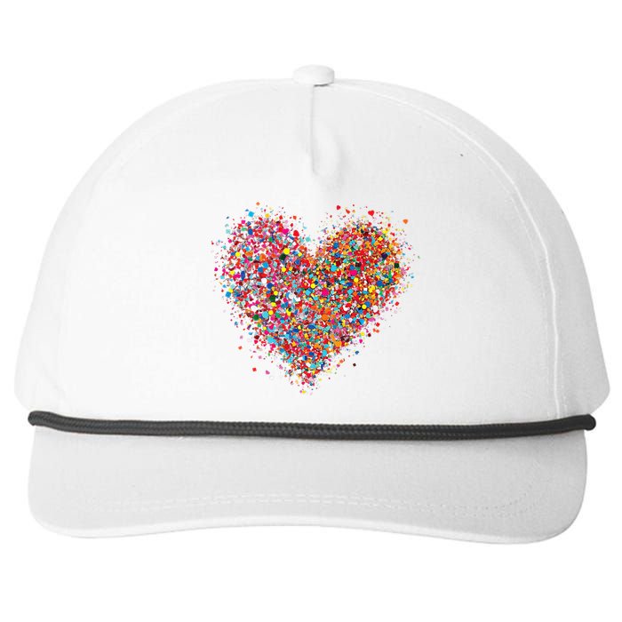 Confetti Heart Valentines Day Snapback Five-Panel Rope Hat