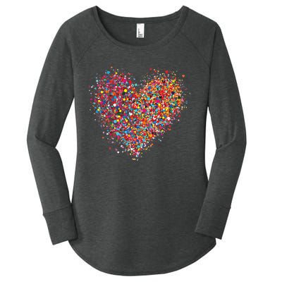 Confetti Heart Valentines Day Women's Perfect Tri Tunic Long Sleeve Shirt