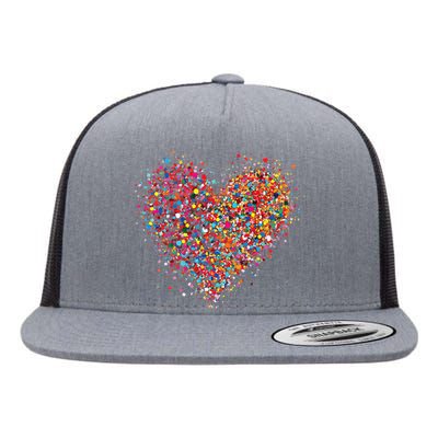 Confetti Heart Valentines Day Flat Bill Trucker Hat