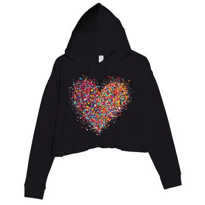 Confetti Heart Valentines Day Crop Fleece Hoodie