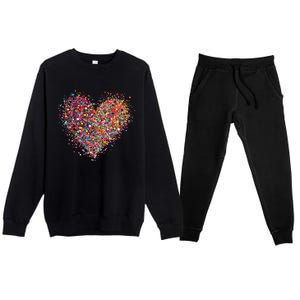 Confetti Heart Valentines Day Premium Crewneck Sweatsuit Set