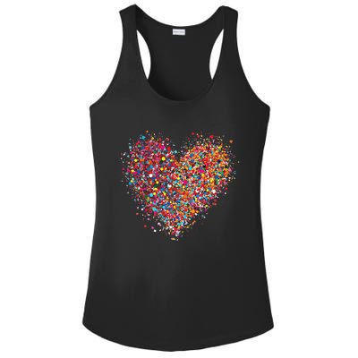 Confetti Heart Valentines Day Ladies PosiCharge Competitor Racerback Tank