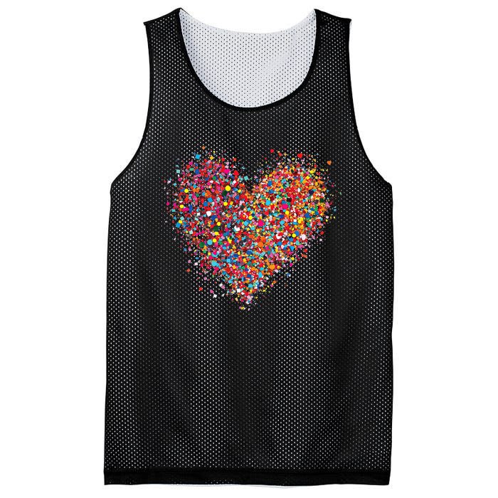 Confetti Heart Valentines Day Mesh Reversible Basketball Jersey Tank