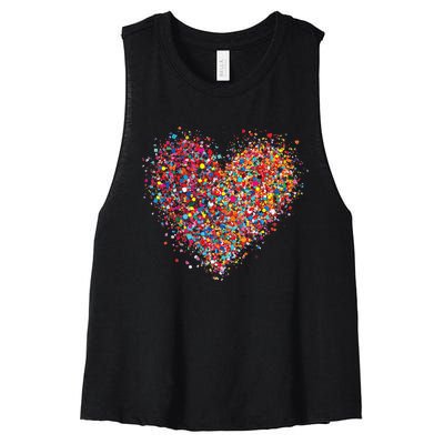 Confetti Heart Valentines Day Women's Racerback Cropped Tank