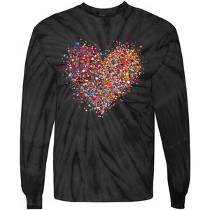 Confetti Heart Valentines Day Tie-Dye Long Sleeve Shirt