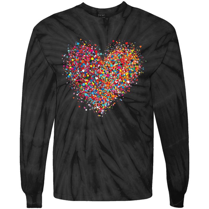 Confetti Heart Valentines Day Tie-Dye Long Sleeve Shirt