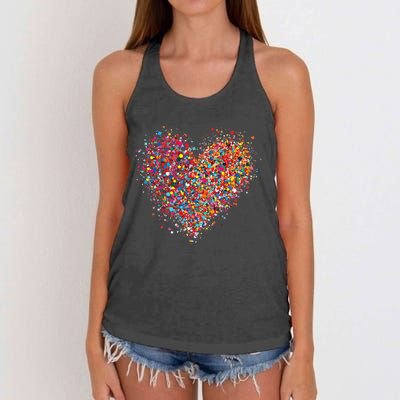 Confetti Heart Valentines Day Women's Knotted Racerback Tank