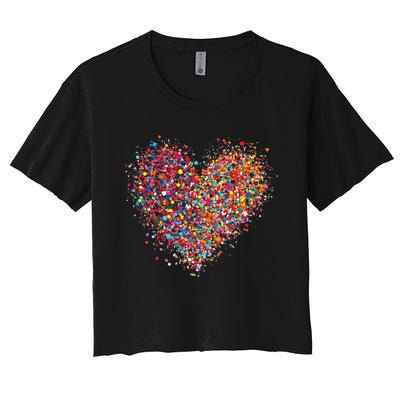 Confetti Heart Valentines Day Women's Crop Top Tee