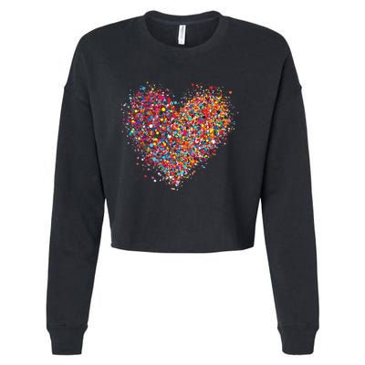 Confetti Heart Valentines Day Cropped Pullover Crew