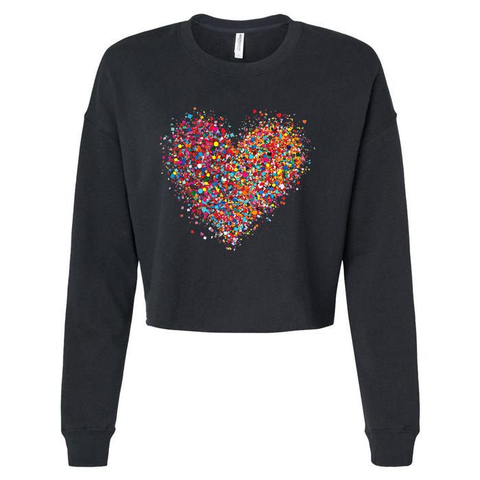 Confetti Heart Valentines Day Cropped Pullover Crew