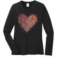 Confetti Heart Valentines Day Ladies Long Sleeve Shirt