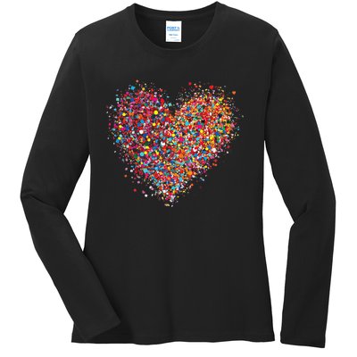 Confetti Heart Valentines Day Ladies Long Sleeve Shirt