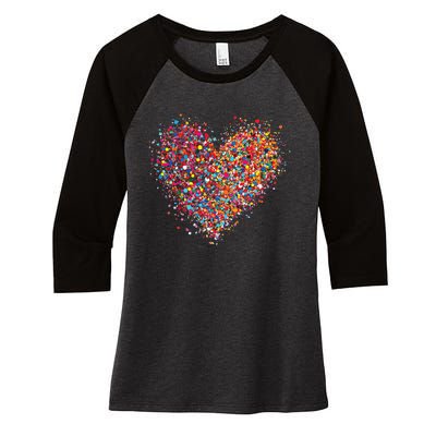 Confetti Heart Valentines Day Women's Tri-Blend 3/4-Sleeve Raglan Shirt