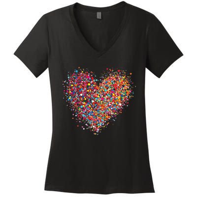 Confetti Heart Valentines Day Women's V-Neck T-Shirt