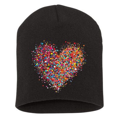 Confetti Heart Valentines Day Short Acrylic Beanie