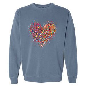 Confetti Heart Valentines Day Garment-Dyed Sweatshirt