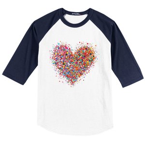 Confetti Heart Valentines Day Baseball Sleeve Shirt