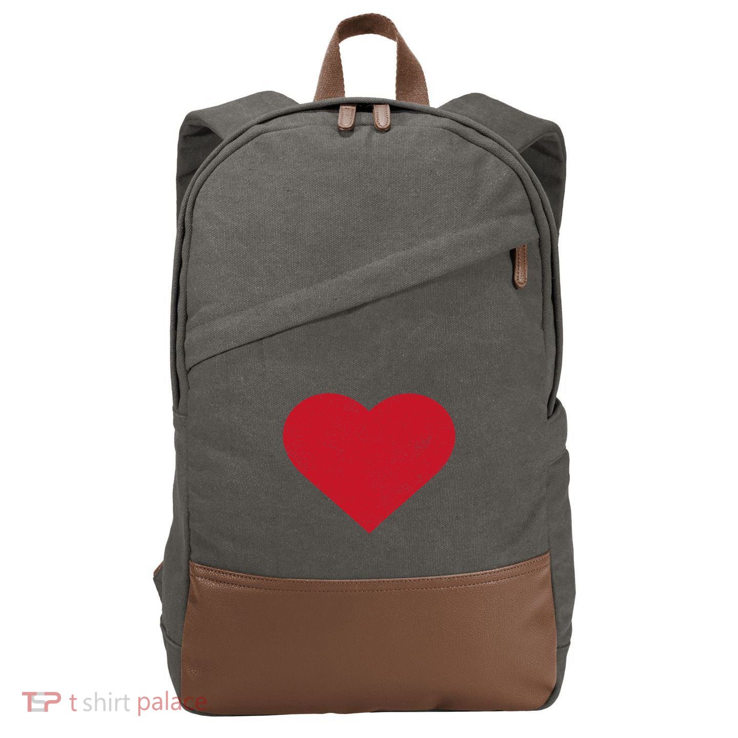 Cute Heart Valentines Day Vintage Distressed Red Cotton Canvas Backpack