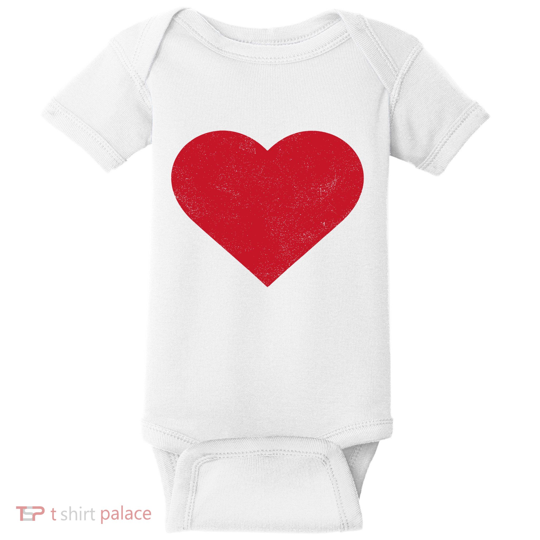 Cute Heart Valentines Day Vintage Distressed Red Baby Bodysuit