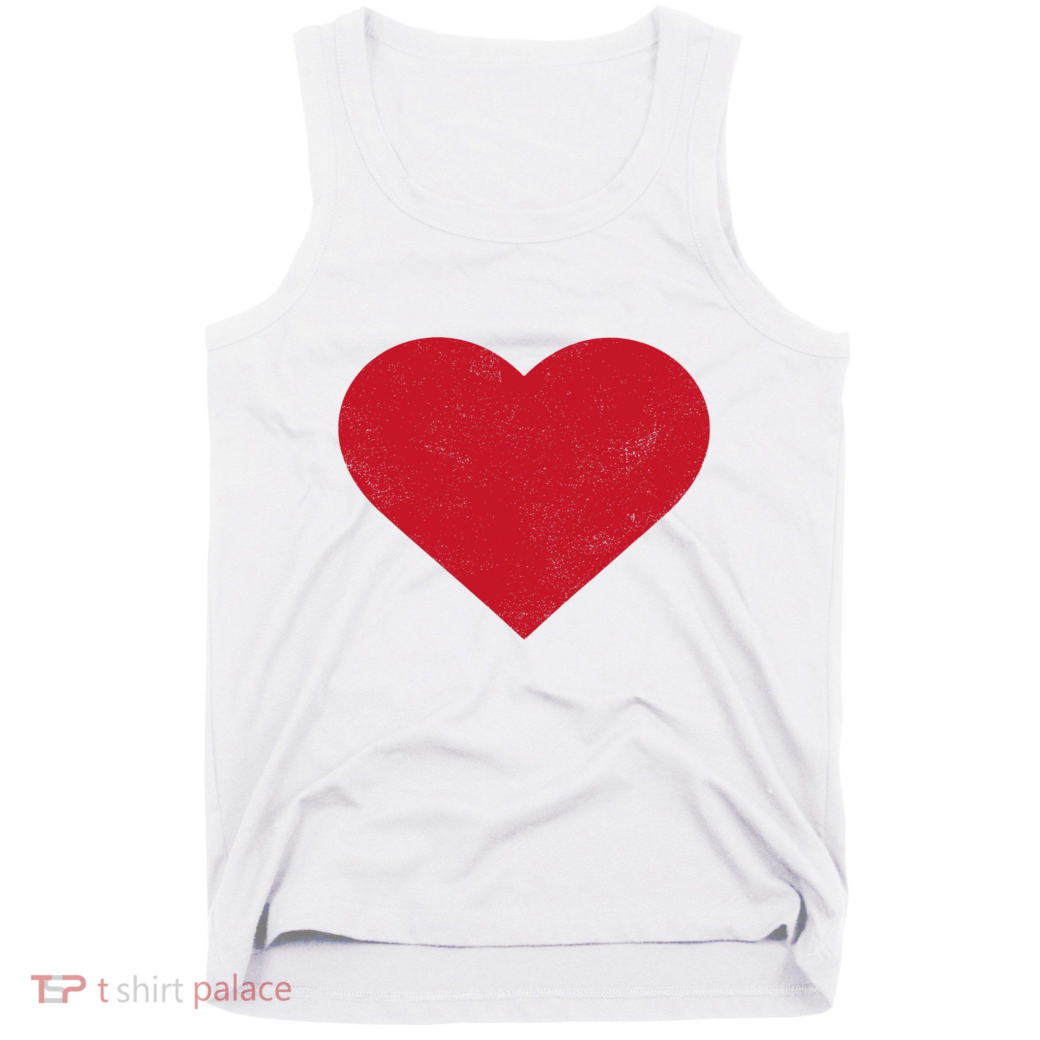 Cute Heart Valentines Day Vintage Distressed Red Tank Top
