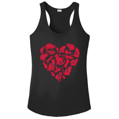 Cat Heart Valentines Day Funny Kitty Kitten Lovers Ladies PosiCharge Competitor Racerback Tank